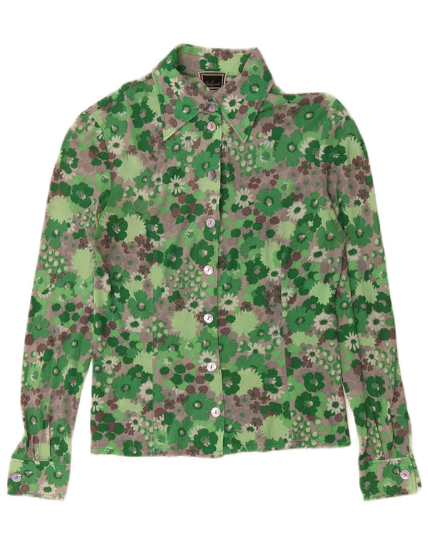 Camisa feminina LUISA SPAGNOLI UK 12 verde médio floral