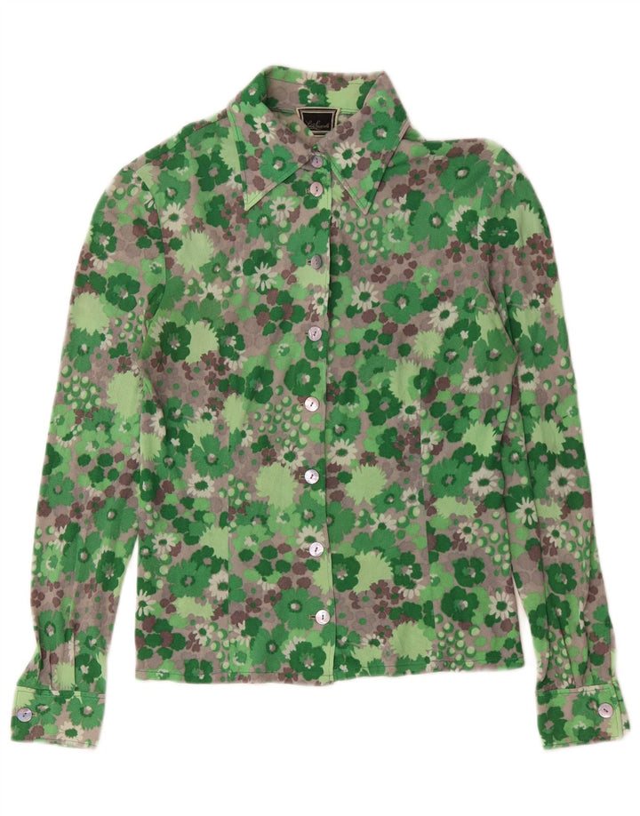 Camisa feminina LUISA SPAGNOLI UK 12 verde médio floral