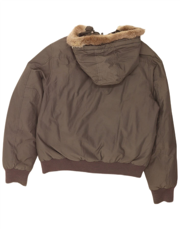 Jaqueta bomber masculina Woolrich acolchoada com capuz Reino Unido 40 algodão cinza grande