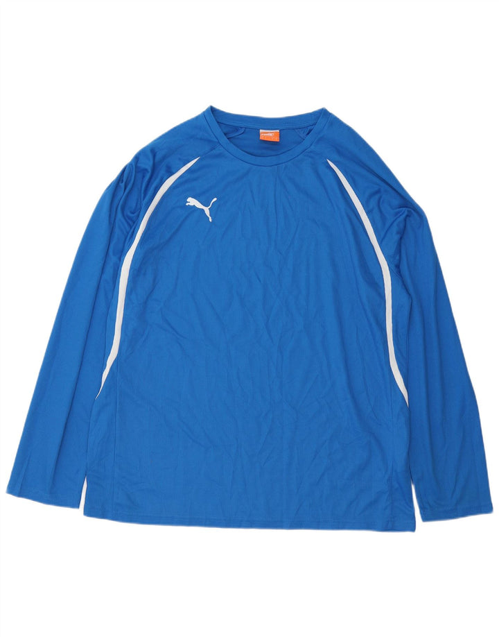 Puma Mens Top Manga Longa Grande Listrado Azul Poliéster