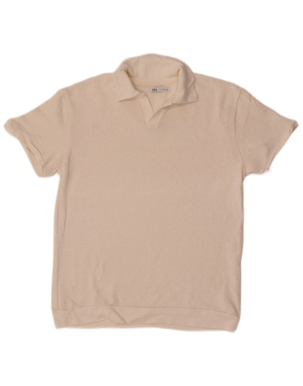 Camisa polo masculina Zara pequena off white