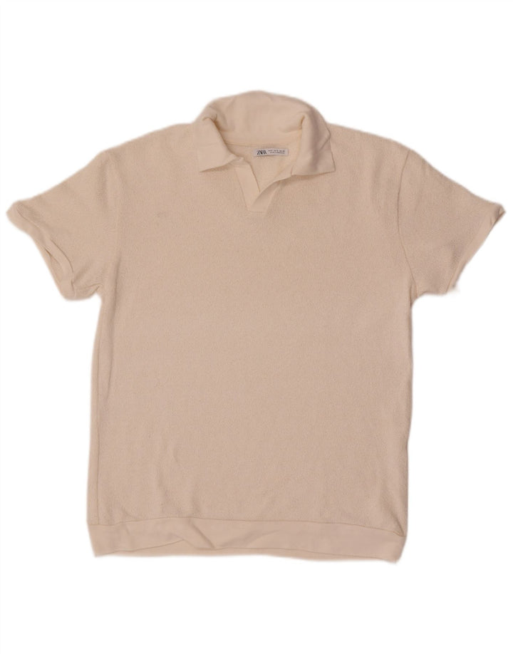 Camisa polo masculina Zara pequena off white