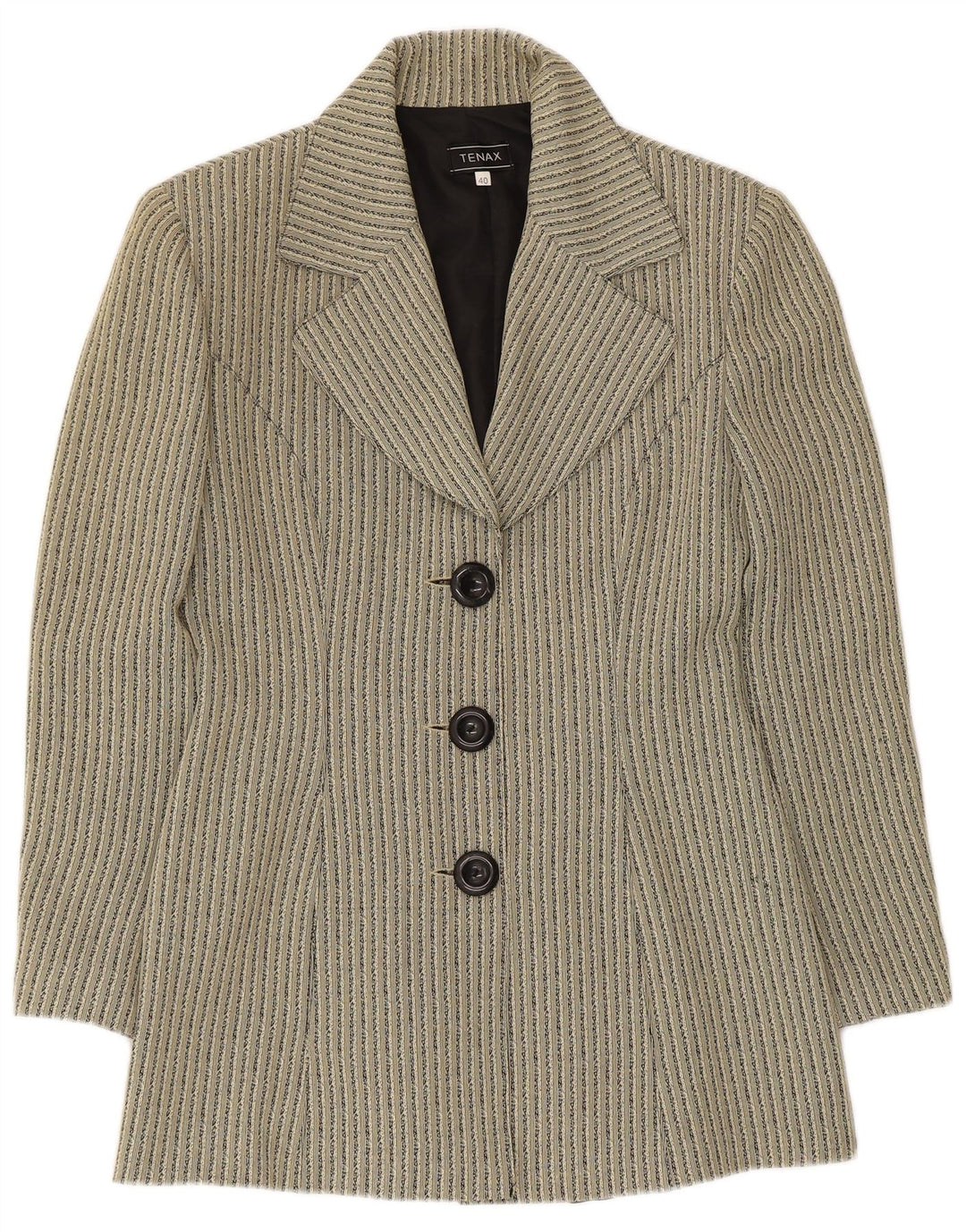 Jaqueta blazer feminina Tenax com 3 botões IT 40 acetato listrado bege pequeno