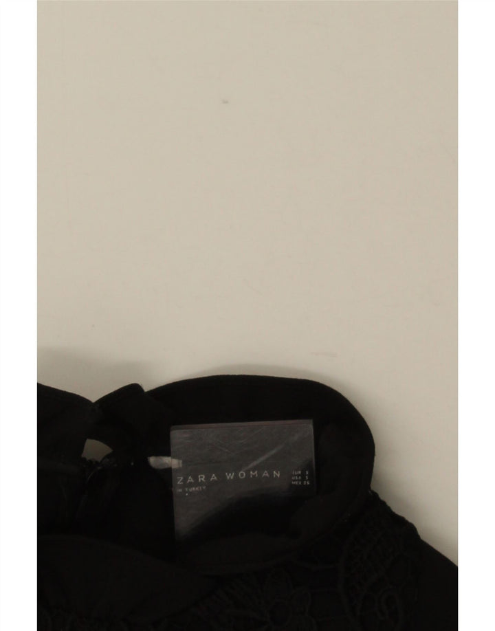 Vestido feminino ZARA A-Line UK 10 pequeno preto floral poliéster