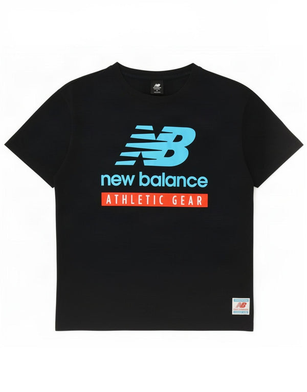 Camiseta gráfica masculina New Balance Top de algodão preto médio