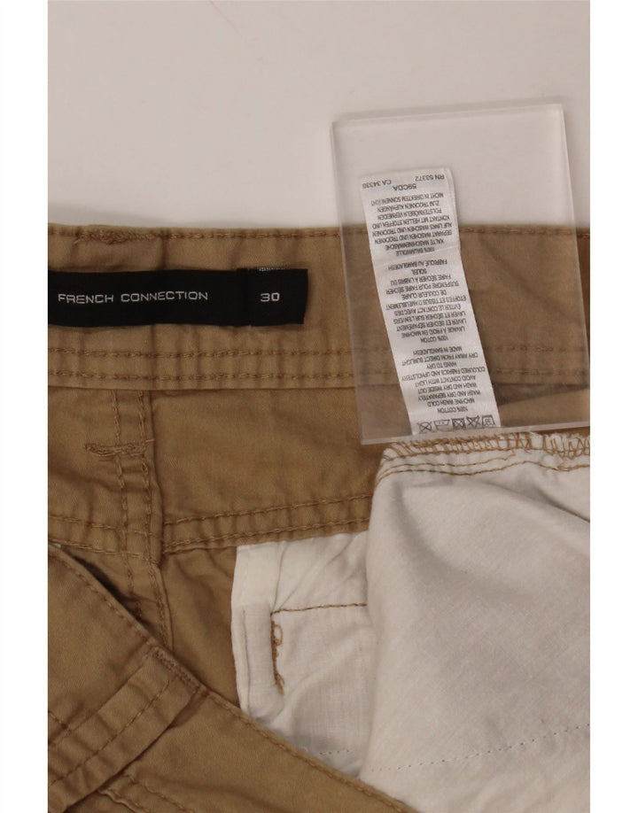 FRENCH CONNECTION Mens Chino Shorts W30 Algodão Marrom Médio