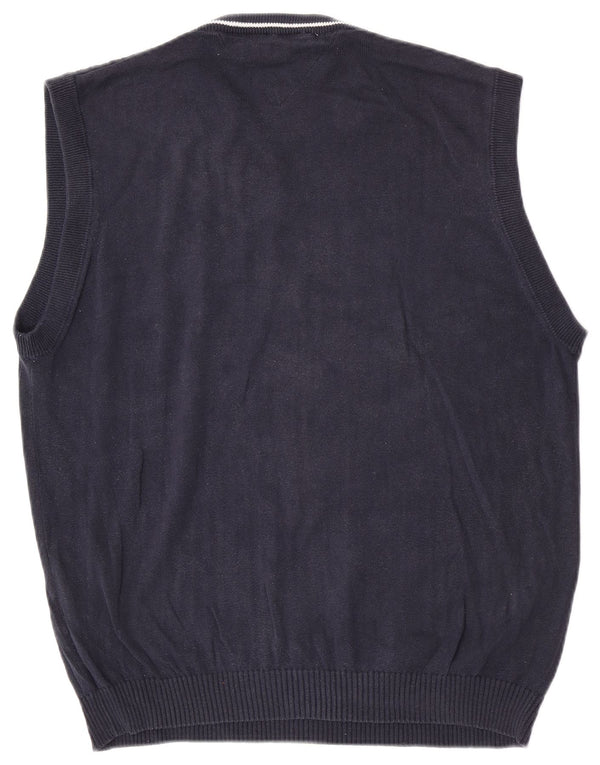 Regata masculina Tommy Hilfiger com colete grande de algodão azul marinho