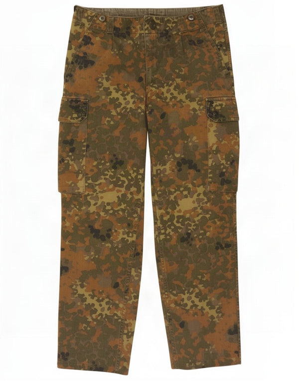 Calças cargo retas masculinas vintage W34 L28 algodão camuflado cáqui