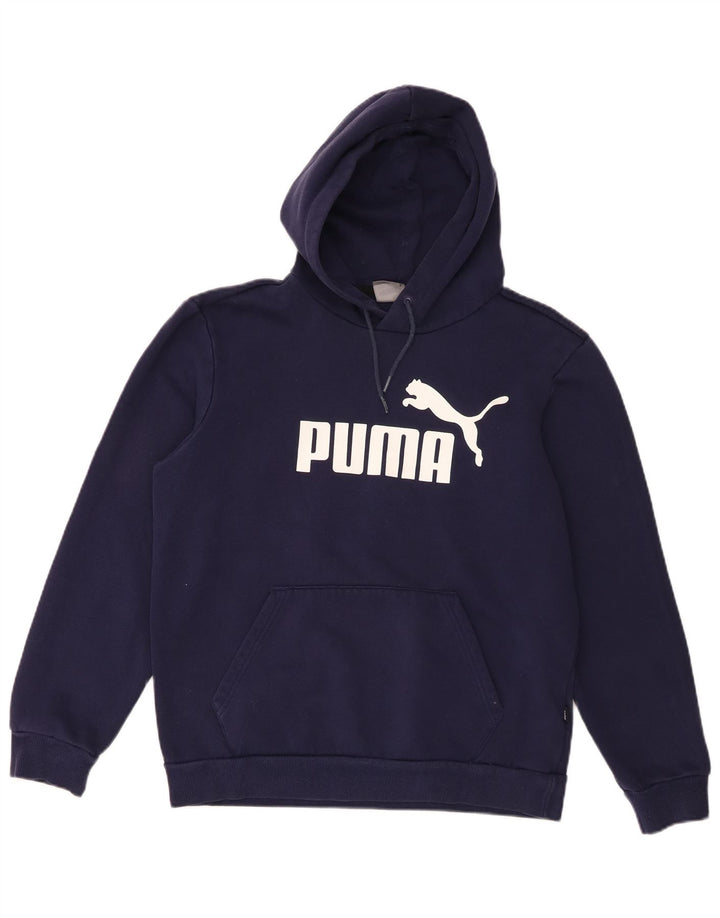 Puma masculino gráfico moletom com capuz médio algodão azul marinho