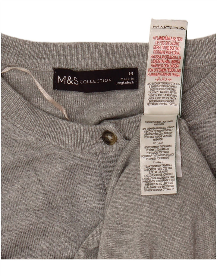 Suéter cardigã feminino MARKS & SPENCER Reino Unido 14 viscose cinza médio