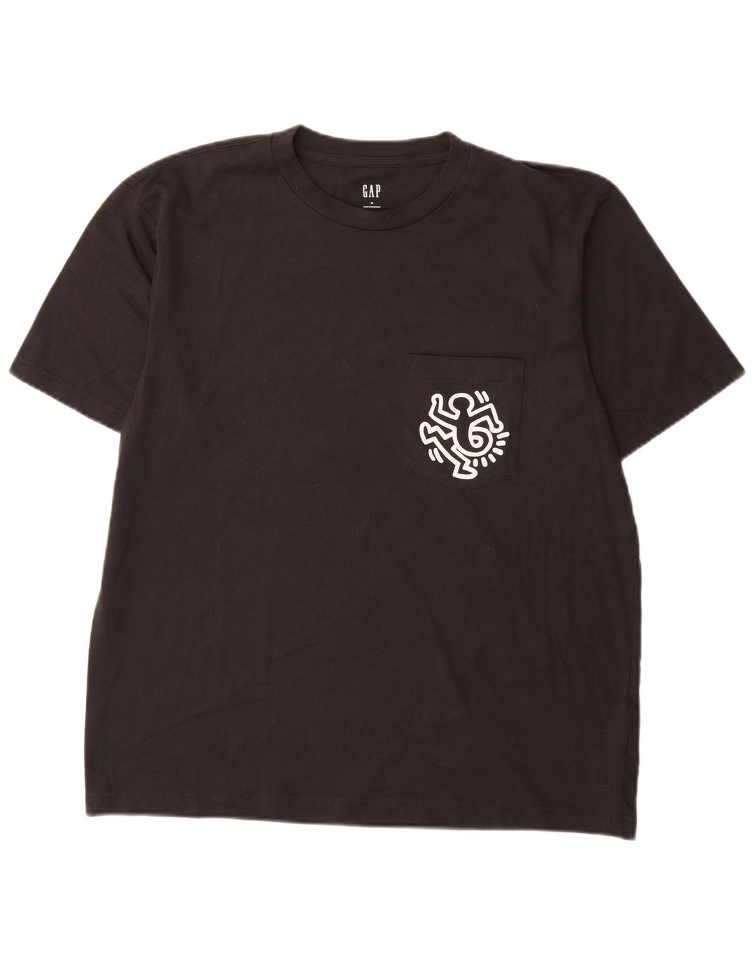 Camiseta masculina gráfica Gap Top médio algodão preto