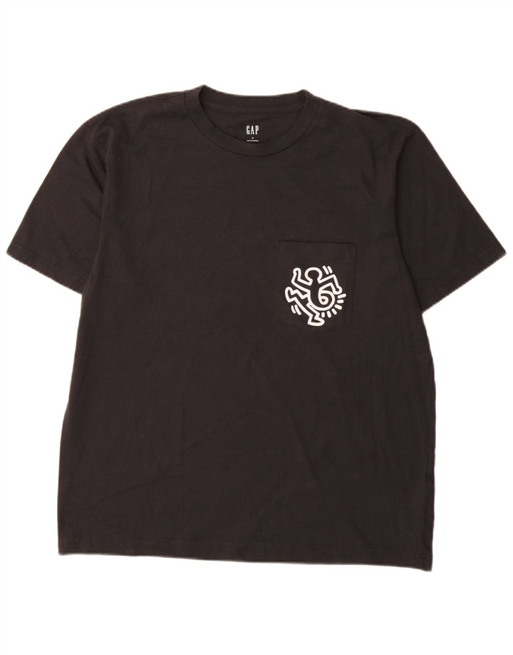 Camiseta masculina gráfica Gap Top médio algodão preto