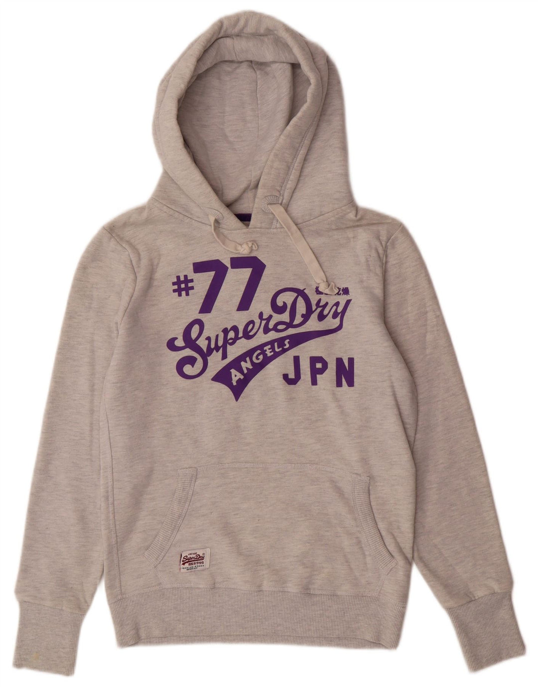 Superdry feminino gráfico moletom com capuz UK 12 algodão cinza médio