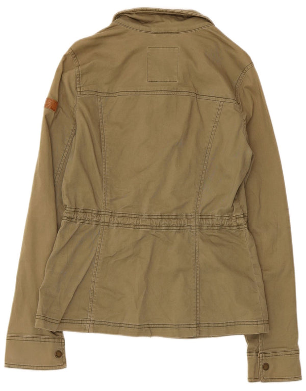 Jaqueta utilitária feminina Hollister UK 12 algodão cáqui médio