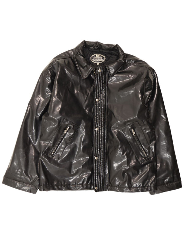 Jaqueta bomber masculina vintage UK 44 2XL preta