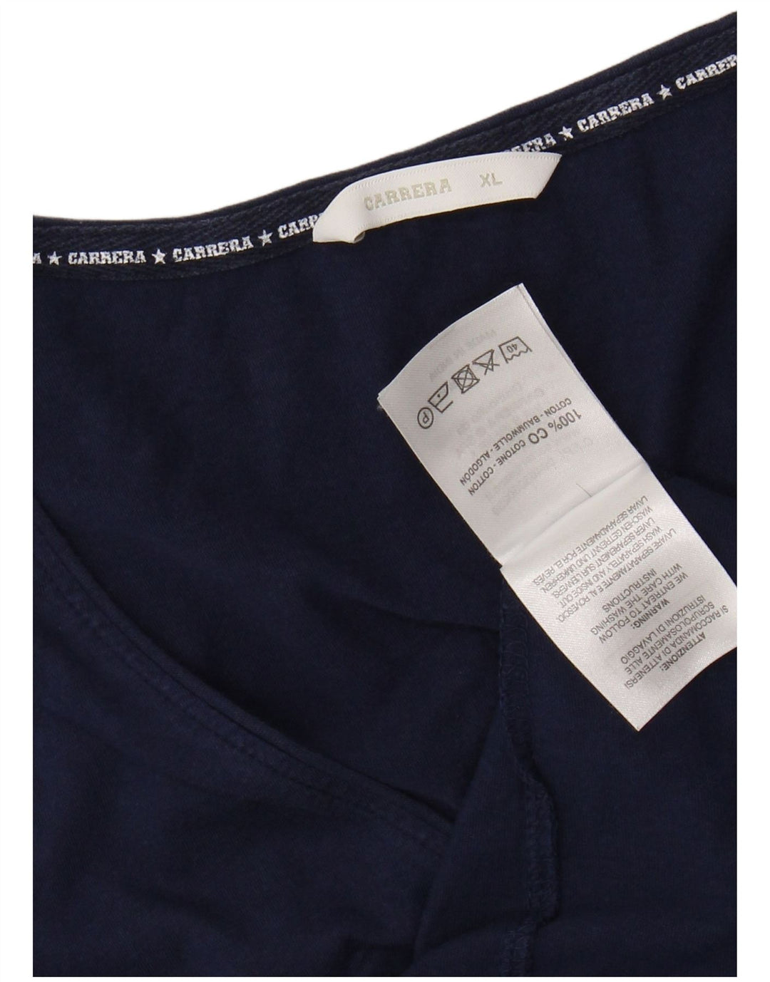 Camiseta feminina gráfica CARRERA UK 18 XL azul marinho algodão