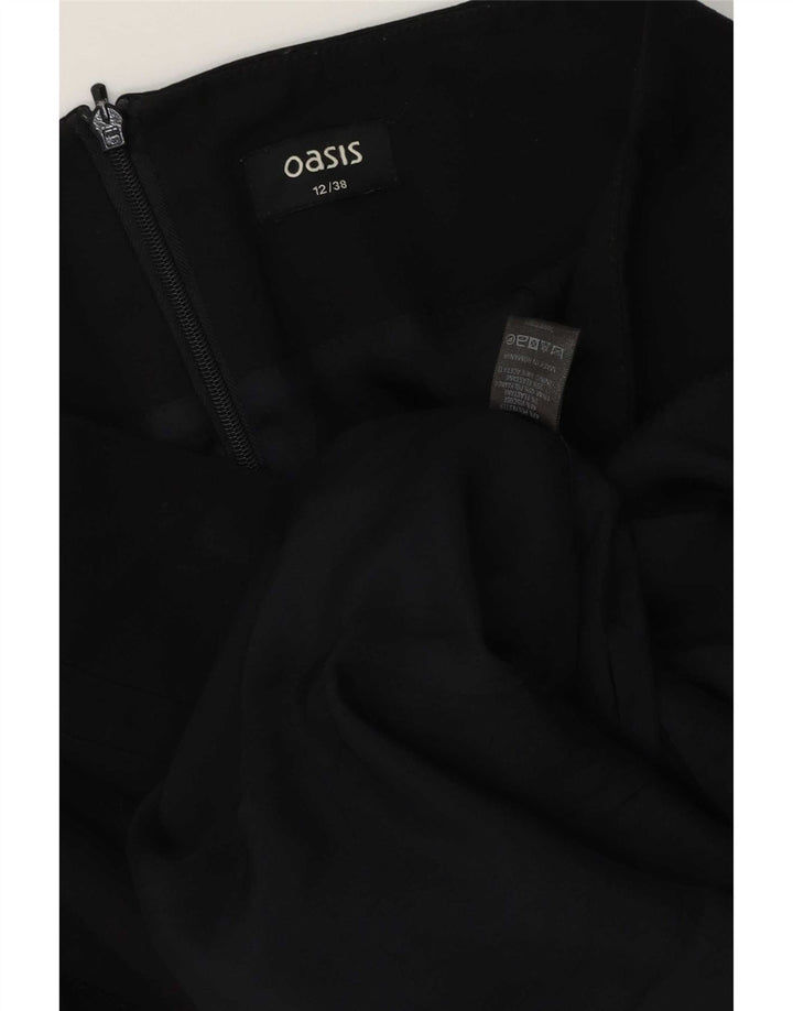 Saia reta feminina Oasis UK 12 médio W32 poliéster preto