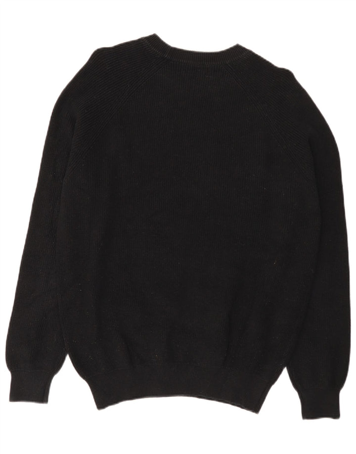 Zara Suéter masculino com gola canoa pequeno algodão preto