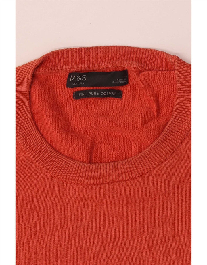 Suéter masculino Marks & Spencer com gola redonda, grande laranja