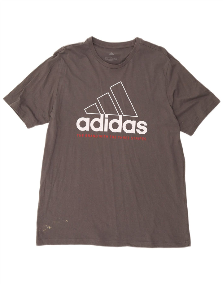 ADIDAS Camiseta masculina gráfica grande algodão cinza