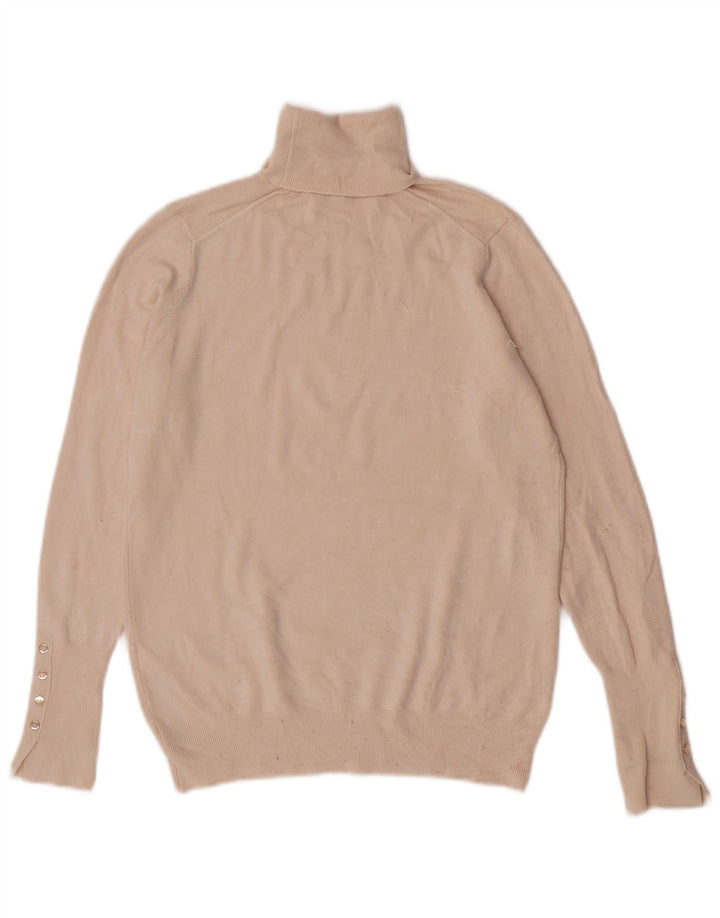 Suéter feminino Zara com gola redonda e viscose bege médio Reino Unido 12