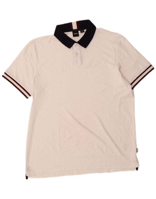 Camisa polo masculina Hugo Boss Regular Fit 2XL algodão branco