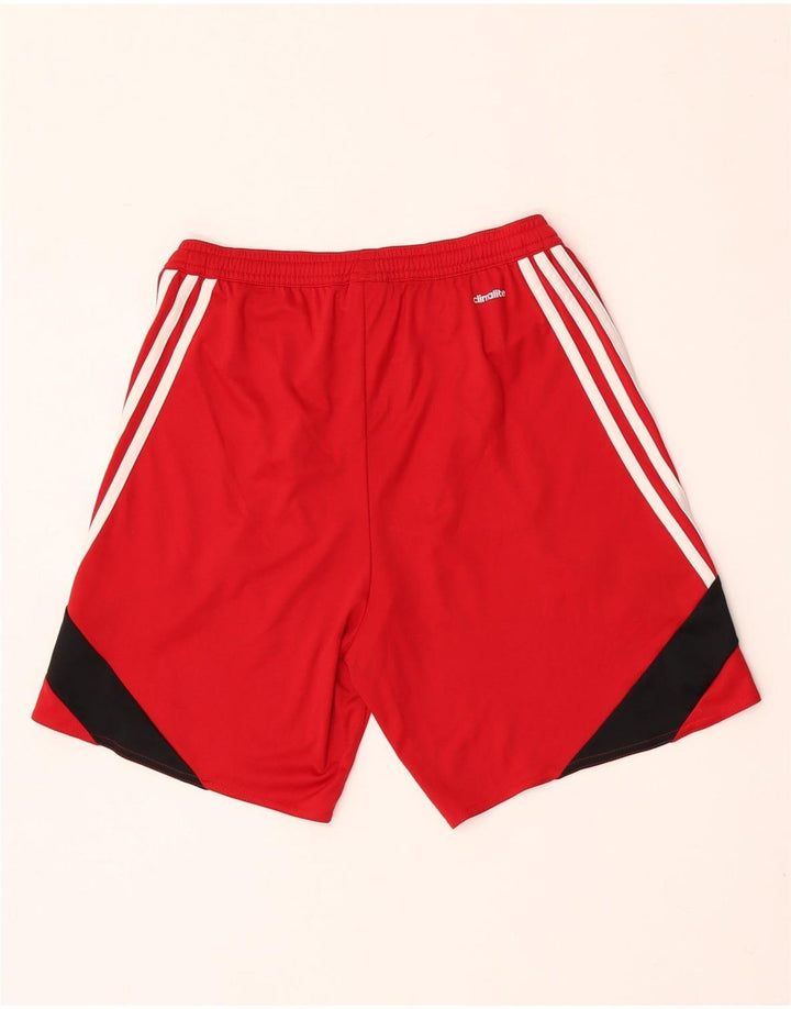 ADIDAS Mens Climalite Sport Shorts Pequeno Poliéster Colorblock Vermelho