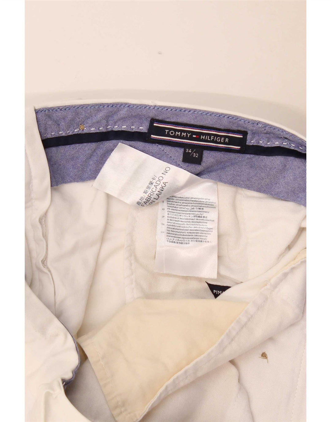 Tommy Hilfiger Mens Slim Chino Calças W34 L32 Branco