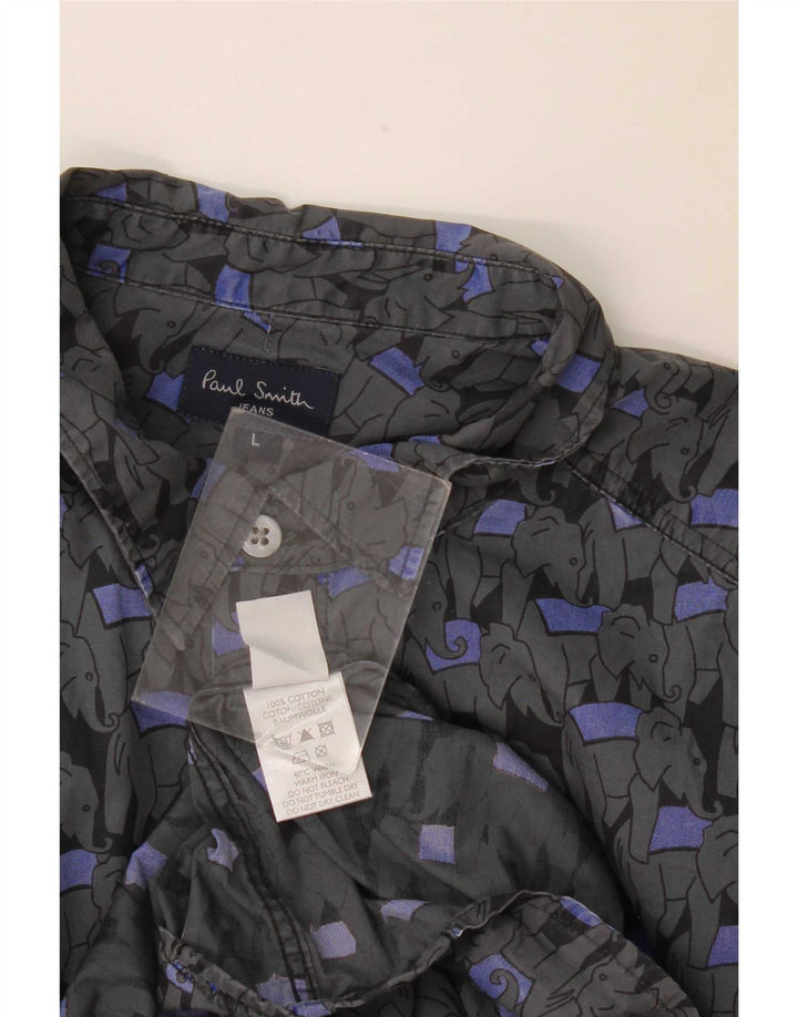 Camisa masculina Paul Smith grande cinza com estampa animal de algodão