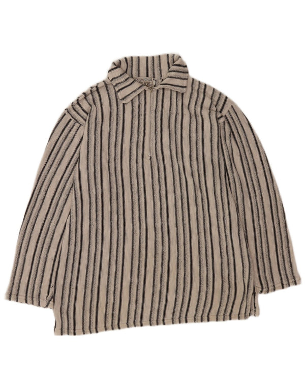 Suéter masculino vintage com gola polo e listrado branco médio