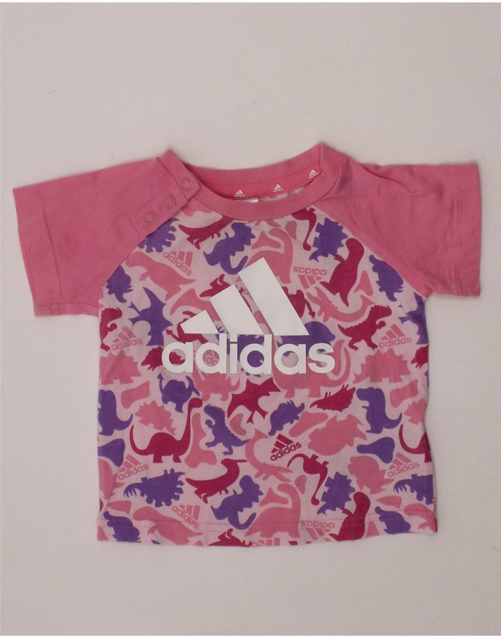 ADIDAS Baby Girls Graphic T-Shirt Top 3-6 Months Pink Cotton Vintage Adidas and Second-Hand Adidas from Messina Hembry 
