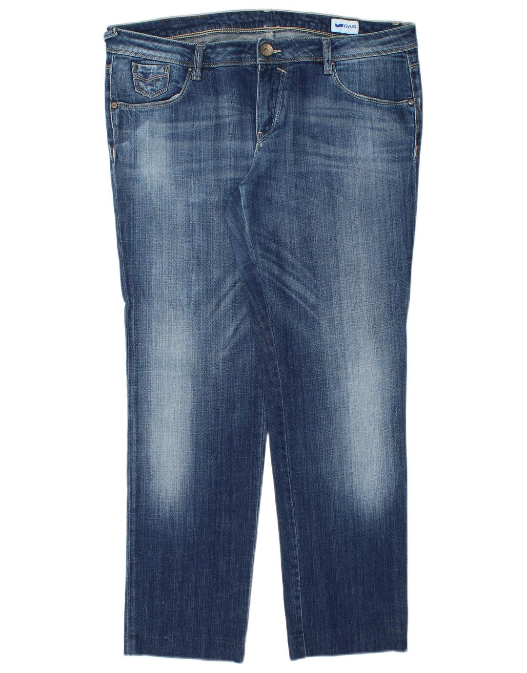Calça jeans reta feminina GAS W33 L28 algodão azul
