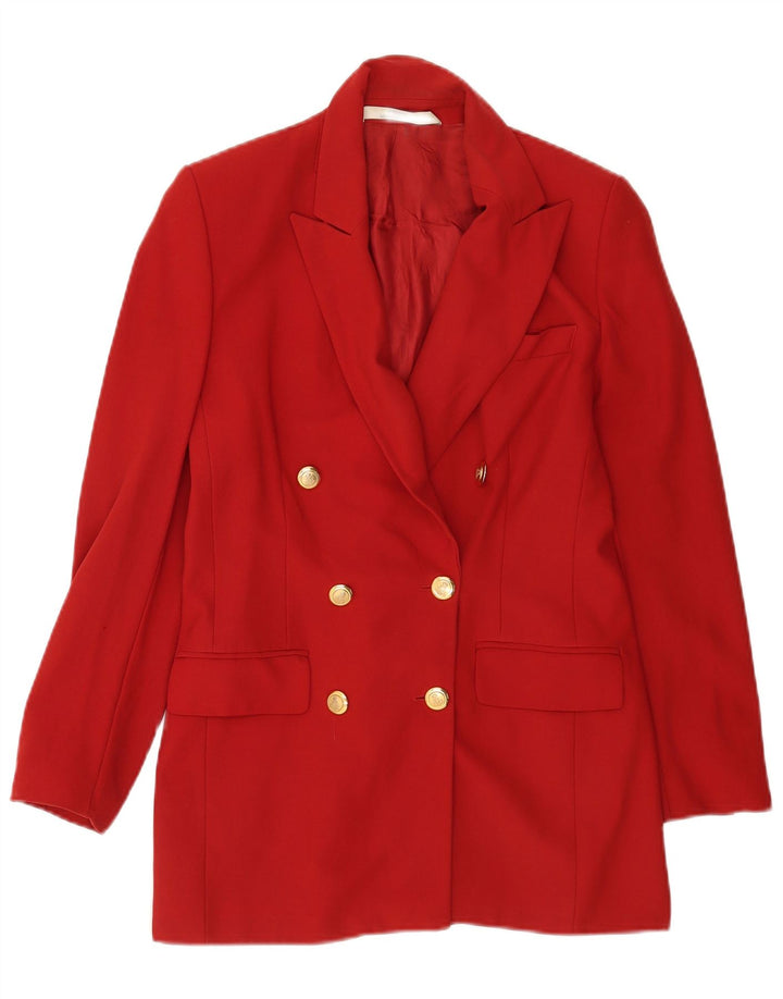 Jaqueta blazer feminina Marks & Spencer com peito duplo Reino Unido 10 pequena lã vermelha