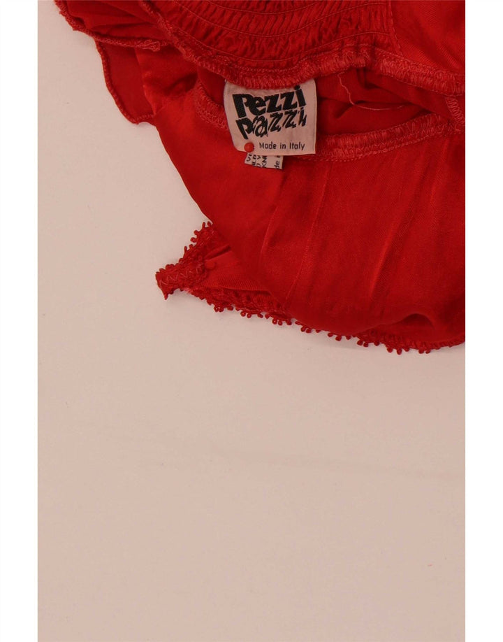 Vestido feminino Pezzi Pazzi sem mangas em camadas UK 12 viscose vermelha média