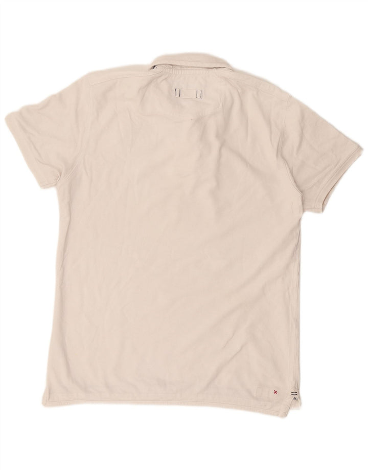 Camisa polo gráfica masculina Fat Face grande algodão branco
