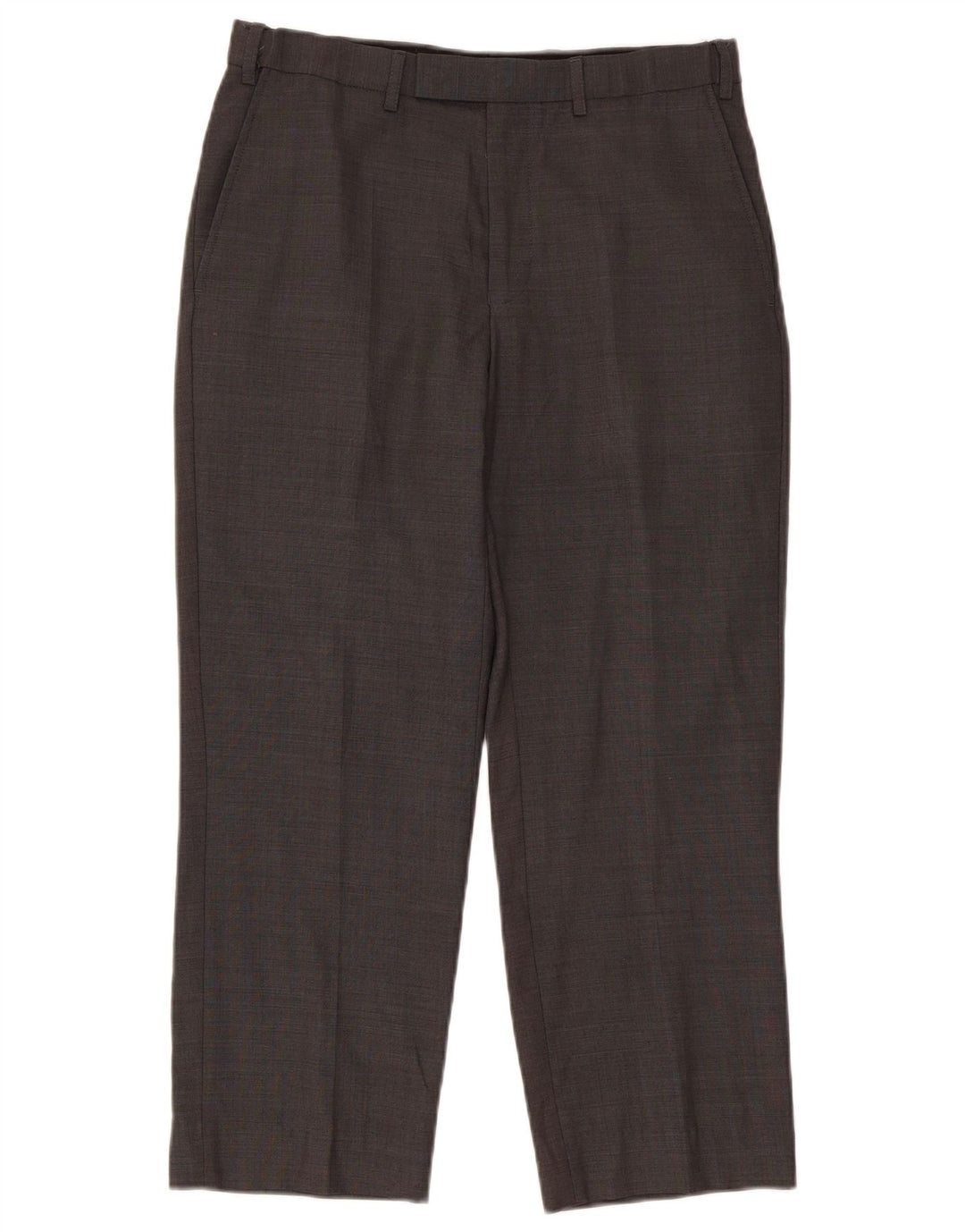 Calça masculina de terno reto Marks & Spencer sob medida W32 L26 lã cinza
