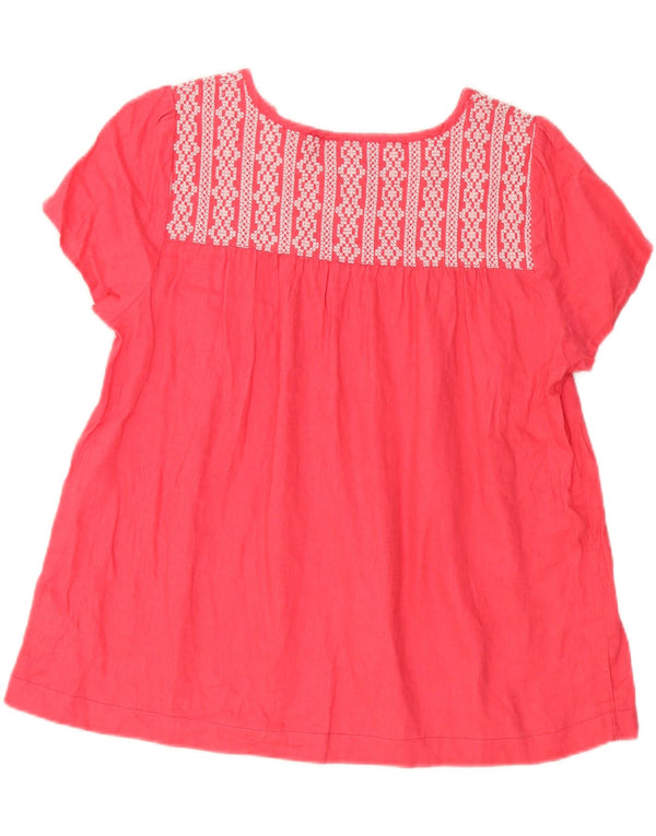 Blusa feminina Marks & Spencer UK 16 grande linho geométrico rosa