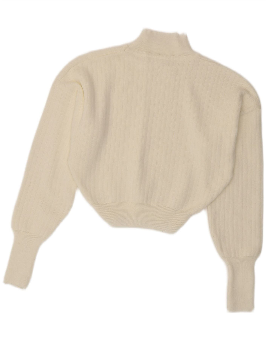 Suéter feminino vintage com gola tartaruga e gola alta Reino Unido 14 médio branco