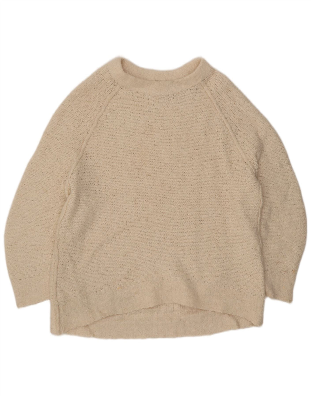 Suéter feminino vintage com gola canoa grande Reino Unido 14 médio branco