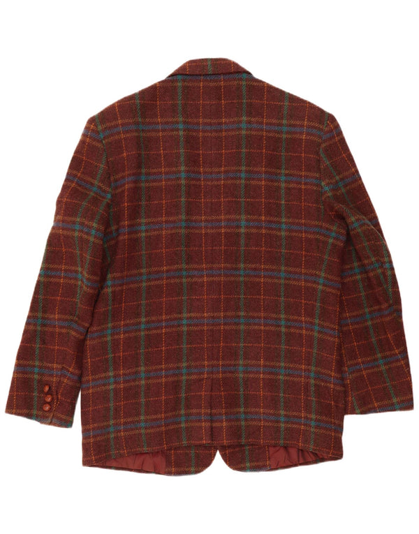 Jaqueta Blazer Sisley Masculina com 2 Botões Reino Unido 42 XL Borgonha Xadrez Clássico