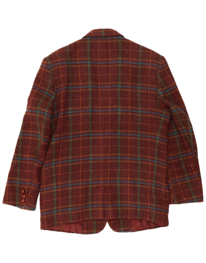 Jaqueta Blazer Sisley Masculina com 2 Botões Reino Unido 42 XL Borgonha Xadrez Clássico