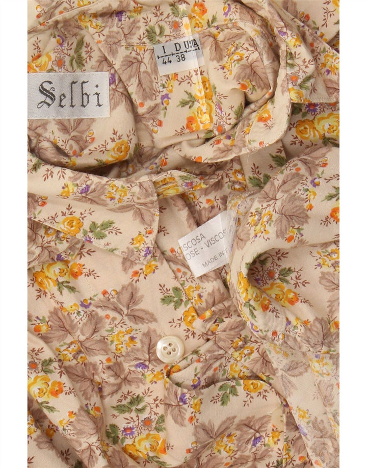 Blusa feminina VINTAGE IT 44 Viscose floral bege médio