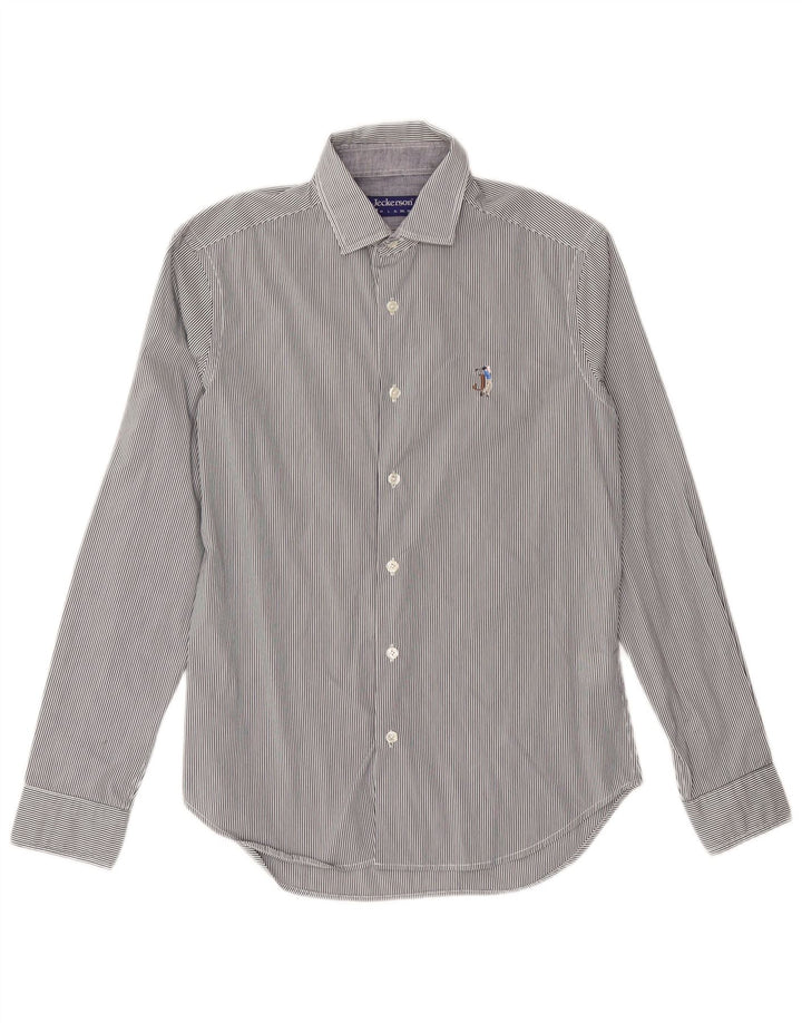 Camisa masculina Jeckerson pequena listrada azul de algodão