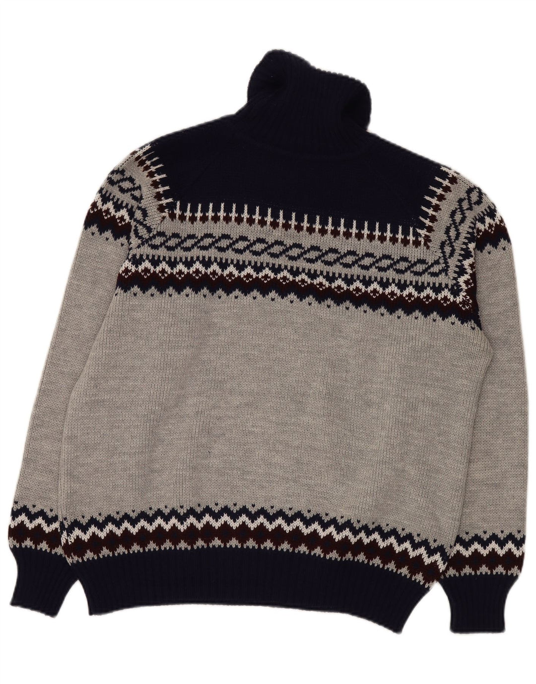 Suéter masculino VINTAGE com gola redonda IT 52/54 grande cinza Fair Isle