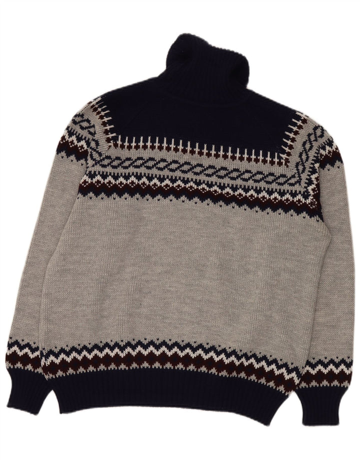 Suéter masculino VINTAGE com gola redonda IT 52/54 grande cinza Fair Isle