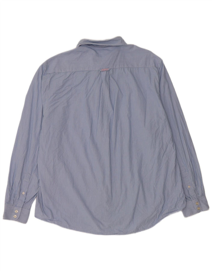 Camisa masculina clássica de ajuste da Crew Clothing 3XL algodão listrado azul