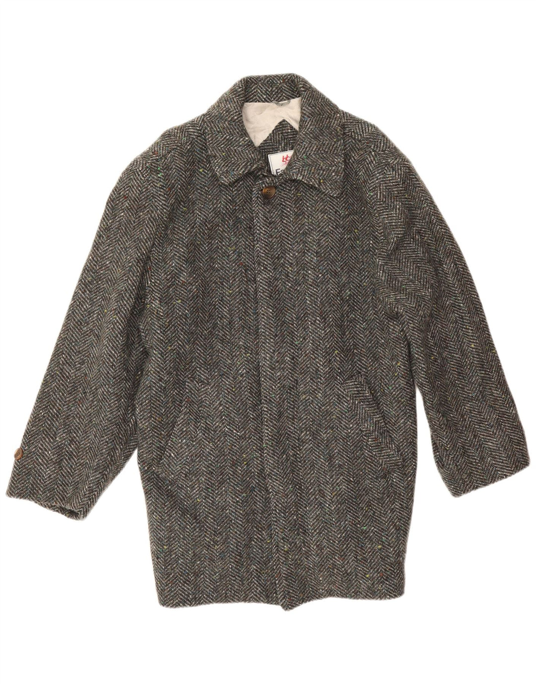 Sobretudo masculino Faciba IT 52 XL lã espinha de peixe cinza