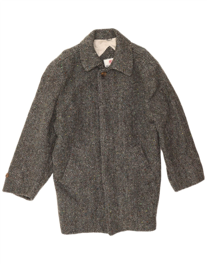 Sobretudo masculino Faciba IT 52 XL lã espinha de peixe cinza