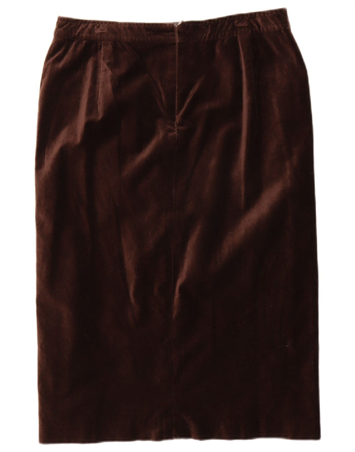 Saia reta de veludo feminino Max Mara W30 algodão marrom médio