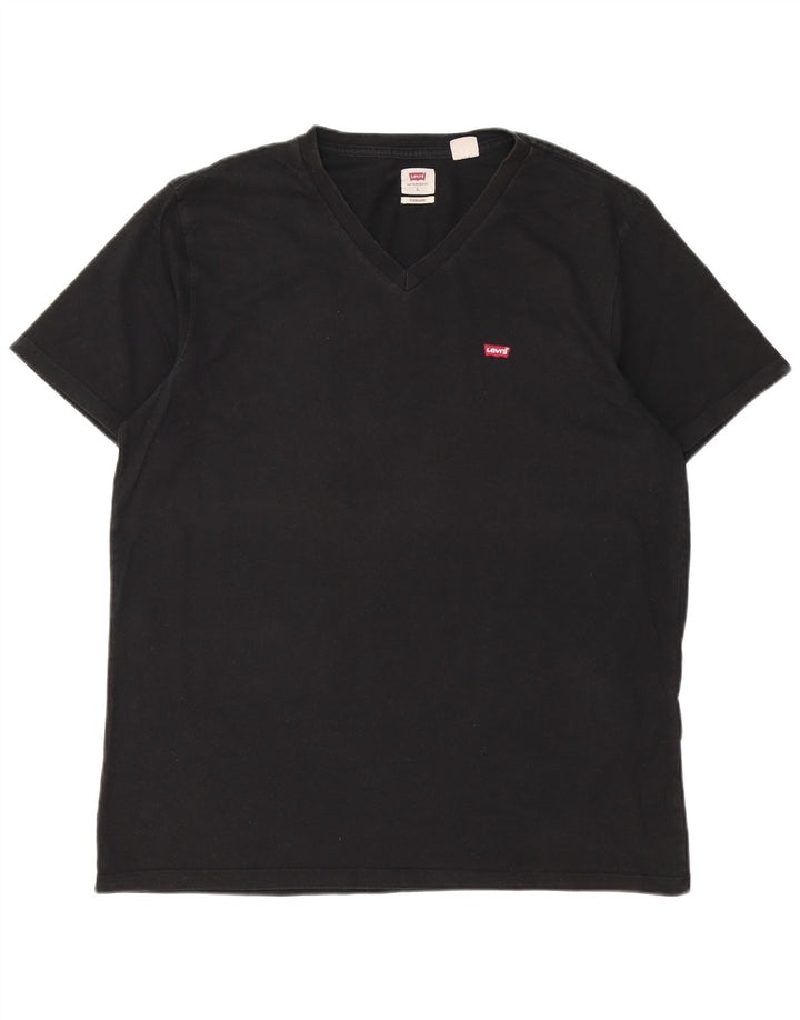 Camiseta masculina padrão Levi's Top grande de algodão preto